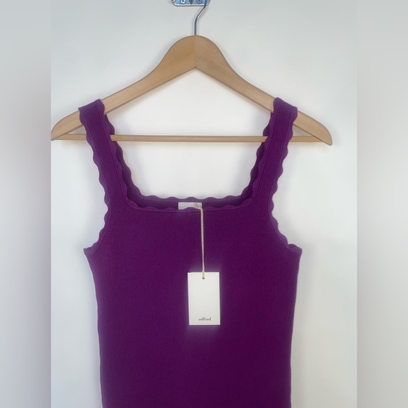NWT Wilfred Angelique Dress Knit square-neck mini dress Purple Large - Picture 4 of 16